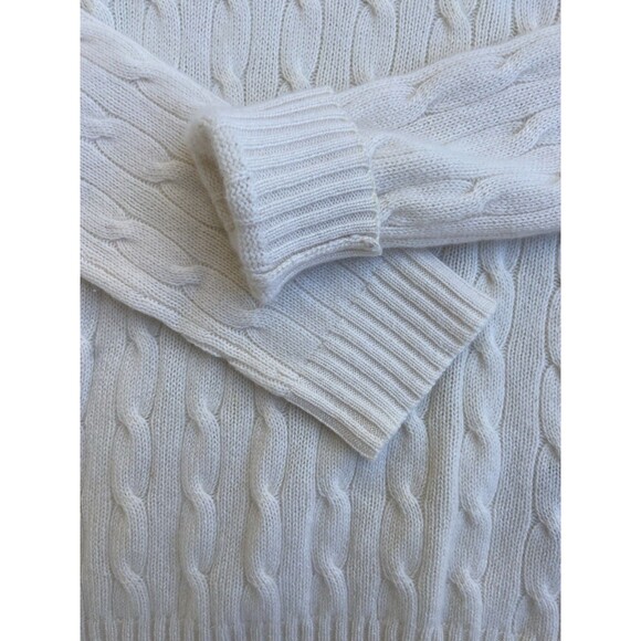 Ralph Lauren Black Label Women’s L Cashmere Ivory Turtleneck Cable Knit Sweater - Picture 5 of 16